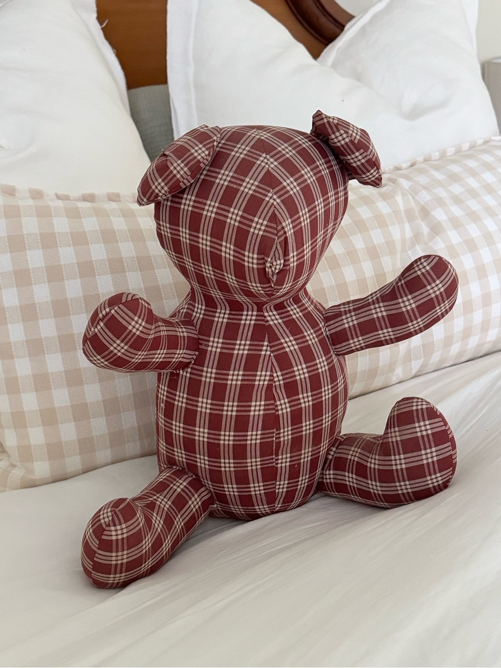 Vintage Red Plaid Stuffed Bear Plush